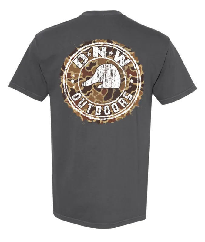 Camo Circle DNW Outdoors Logo Short Sleeve Tee Shirt