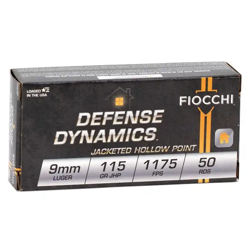 Fiocchi Defense Dynamics 1,175 fps 9mm Luger 115 Grain Jacketed Hollow Point Handgun Ammunition