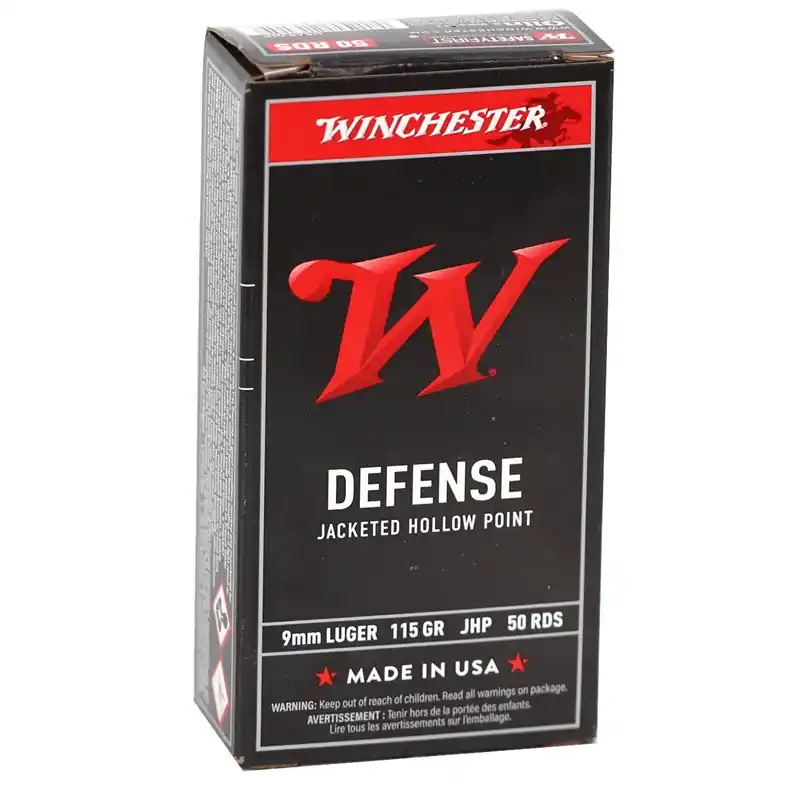 Winchester USA Defense 1,165 fps 9mm Luger 115 Grain Jacketed Hollow Point Handgun Ammunition