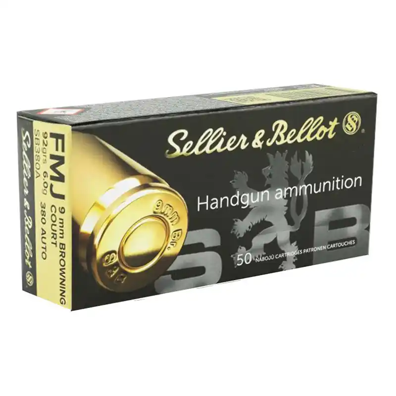 Sellier & Bellot 955 fps 380 ACP 92 Grain Full Metal Jacket Handgun Ammunition