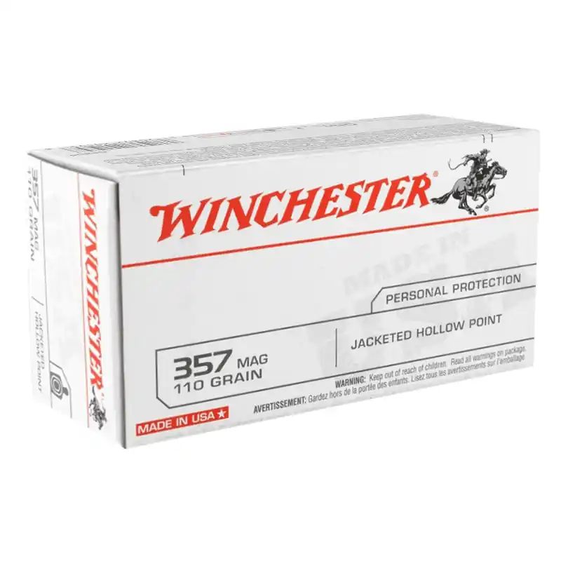 Winchester USA 1,295 fps 357 Magnum 110 Grain Jacketed Hollow Point Handgun Ammunition