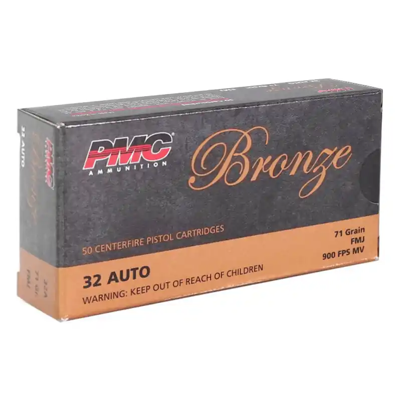 PMC Bronze 900 fps 32 ACP 71 Grain Full Metal Jacket Handgun Ammunition