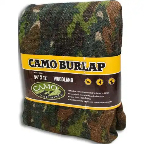 Camo Unlimited Woodland Camo Burlap 54"x12ft Roll
