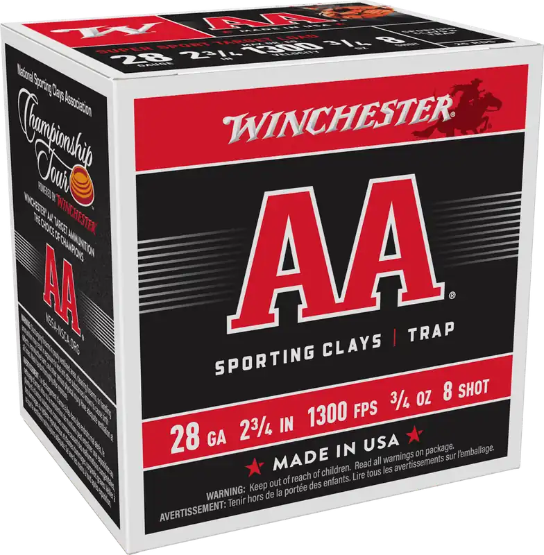 Winchester AA 1300fps 28ga 2-3/4" 3/4oz 8 Shot Shotgun Ammunition