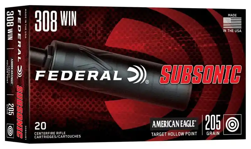 Federal Subsonic 1000fps 205gr .308 Win Target Hollow Points Rifle Ammunition