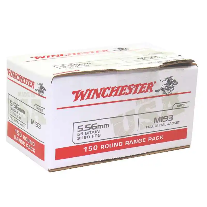 Winchester USA 3,180 fps 5.56x45mm NATO M193 55 Grain Full Metal Jacket Rifle Ammunition