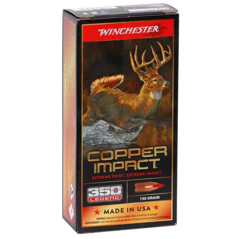 Winchester Copper Impact 2,325 fps 350 Legend 150 Grain Copper Extreme Point Rifle Ammunition