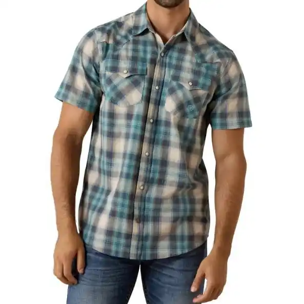 Men‘s Retro Halden Fitted Short Sleeve Snap Up Shirt by Ariat