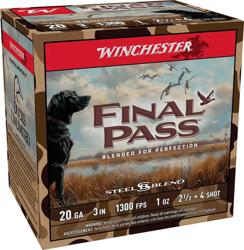 Winchester Final Pass 1300fps 12Gauge 3" 1oz 2-1/2 and 4 Blended Steel Shot Shotgun Ammunition