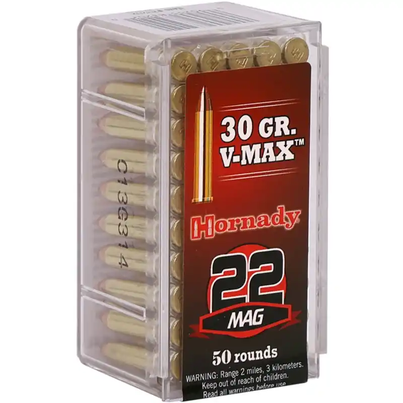 Hornady Varmint Express 2,200 fps 22 Winchester Magnum Rimfire 30 Grain V Max Rimfire Ammunition