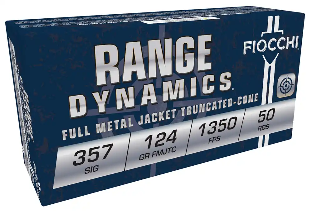 Fiocchi Range Dynamics 1,350 fps 357 Sig 124 Grain Full Metal Jacket Handgun Ammunition