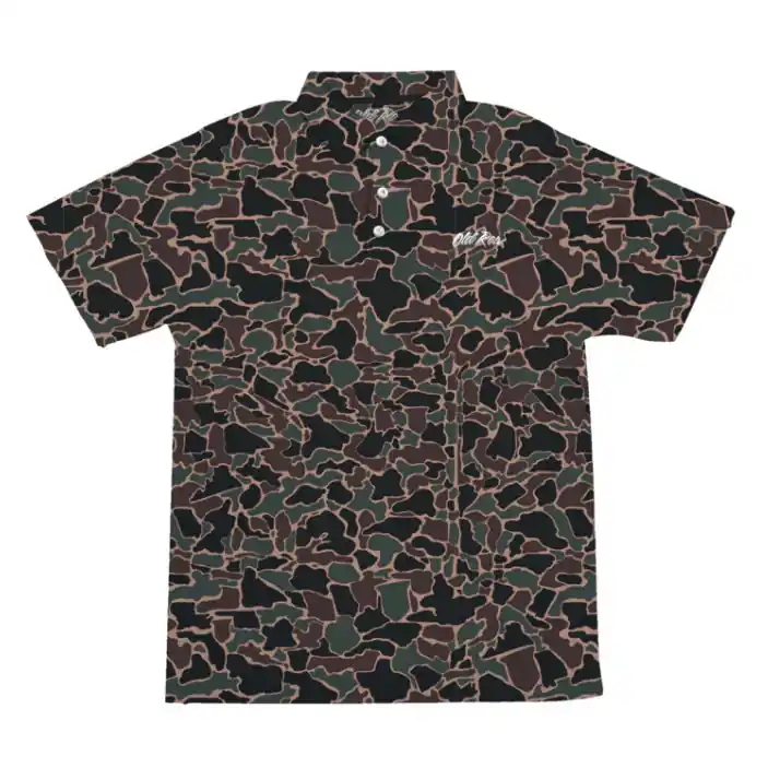 Men‘s Brown 80‘s Camo Polo Tee Shirt by Old Row