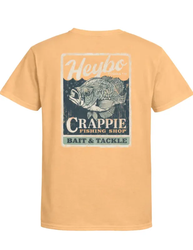 Men‘s Crappie Fishing Shop Short Sleeve Graphic Tee Shirt by Heybo