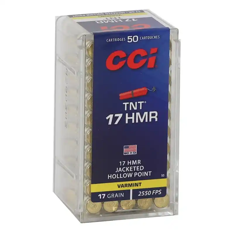 CCI TNT 2,550 fps 17 Hornady Magnum Rimfire 17 Grain Speer Jacketed Soft Point Rimfire Ammunition