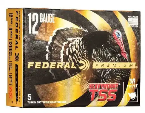 Federal Heavyweight TSS 1200fps 12ga 3" 1-3/4oz 9 Shot Turkey Hunting Shotgun Ammunition