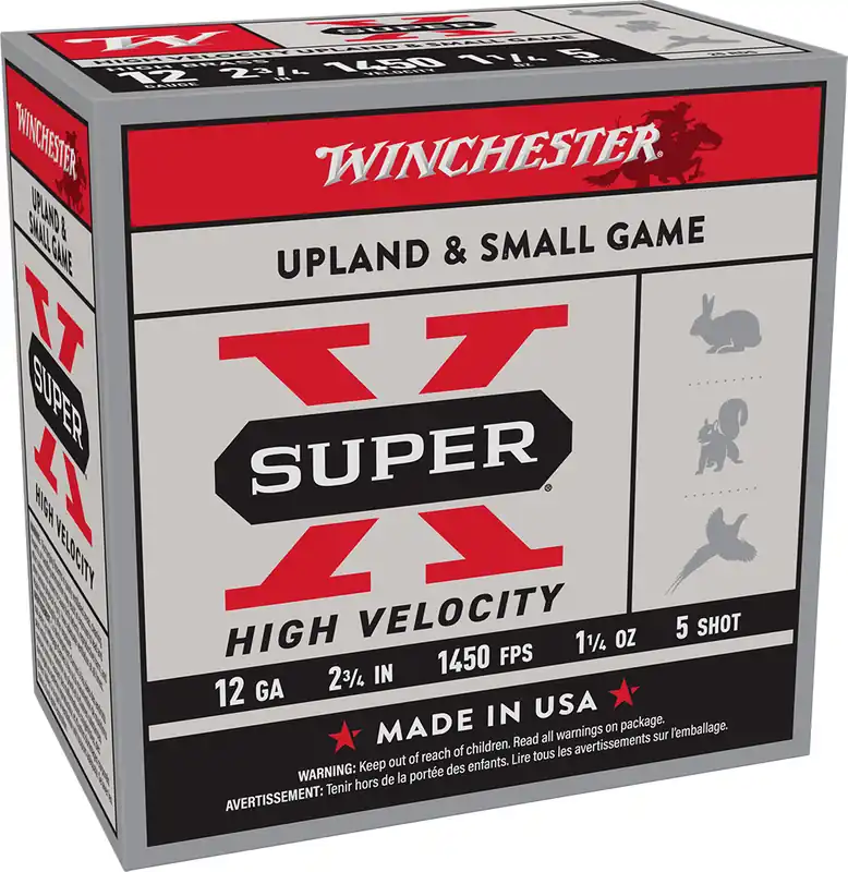 Winchester Super-X 1450fps 12 Gauge 2-3/4‘‘ 1-1/4oz 5 shot High Velocity Lead Shot Shotgun Ammunition