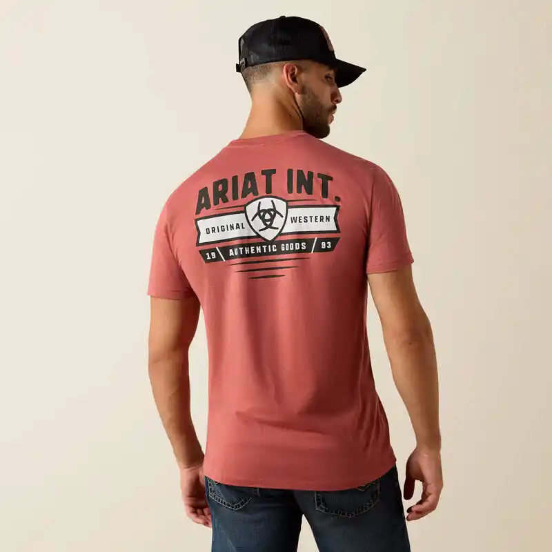 Banner Badge Short Sleeve Tee Shirt in Red by Ariat