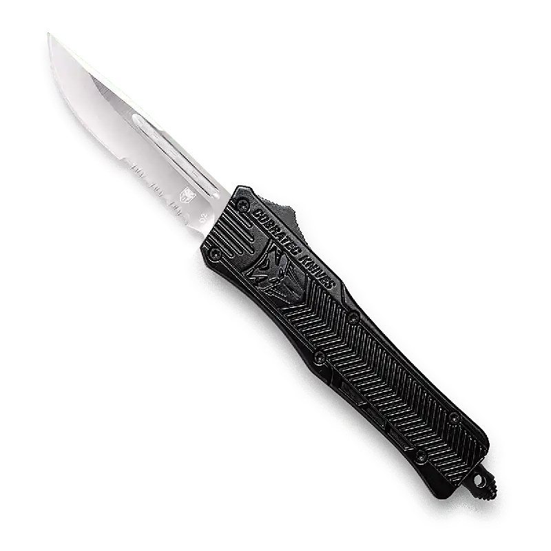 Black Small CTK-1 OTF 1 Side Serrated Dagger Knife by Cobra Tec