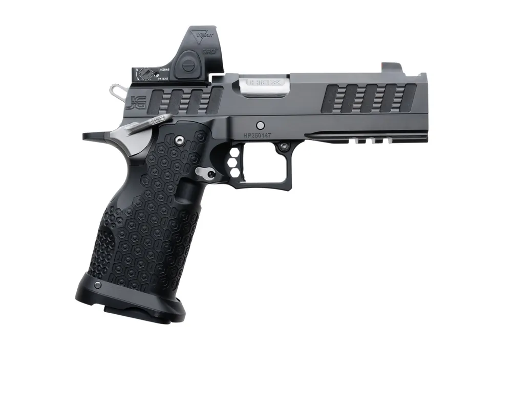 Jacob Grey Hex Pro Ported 9mm Caliber 4.6" Barrel Semi Auto Handgun with Rear Sight & 2 17 Round Mags
