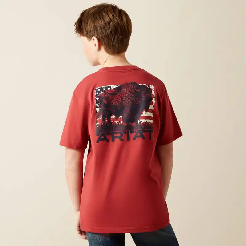 Boys Buffalo Flag Short Sleeve Tee Shirt by Ariat
