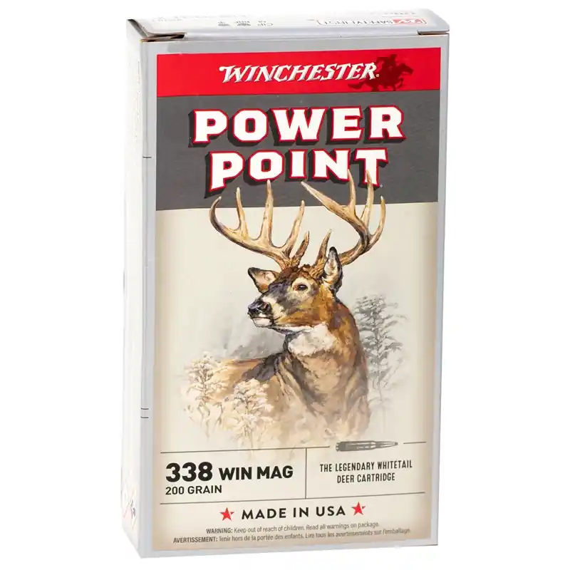 Winchester Power Point 2,960 fps 338 Magnum 200 Grain Jacketed Soft Point Rifle Ammunition