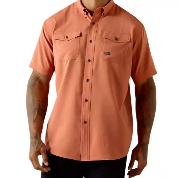 Men‘s Rebar Made Tough VentTEK DuraStretch Short Sleeve Button Down Work Shirt by Ariat