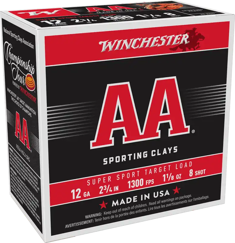 Winchester AA 1300fps 12 Gauge 2-3/4" 1-1/8oz 8 Shot Shotgun Ammunition