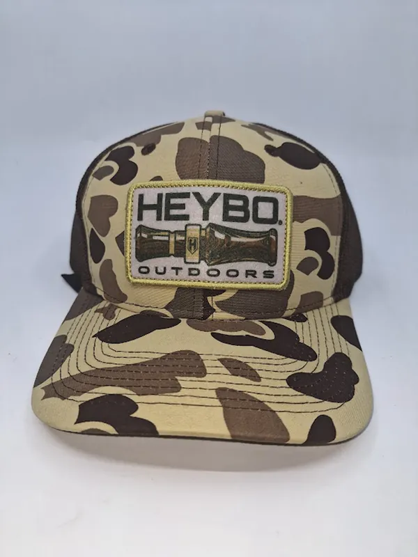 Duck Call Patch Trucker Old School Brown Camo by Heybo