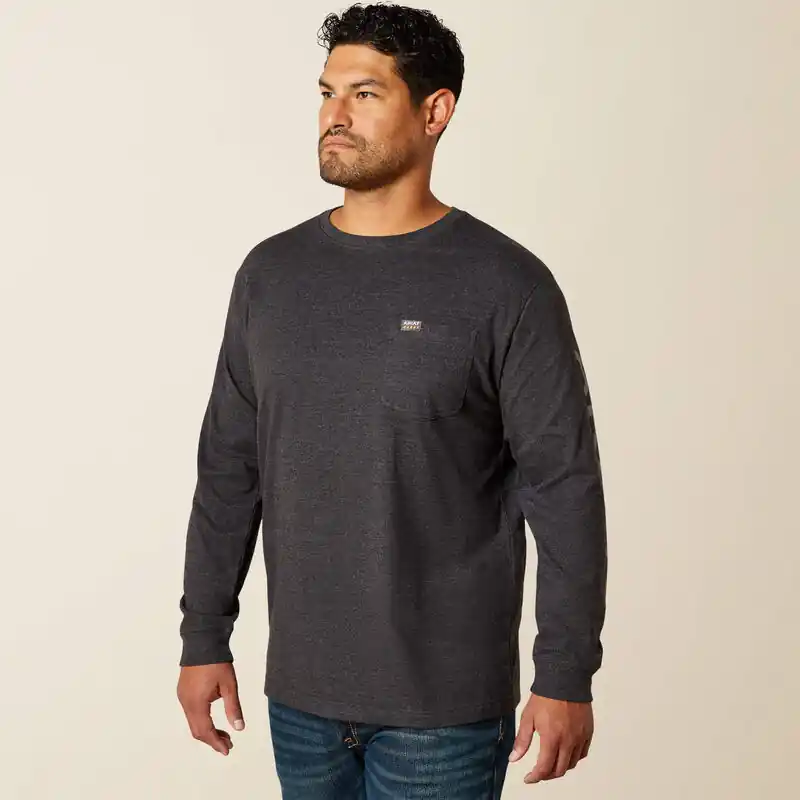 Cotton Strong Standard Logo Tee Shirt in Charcoal Black by Ariat