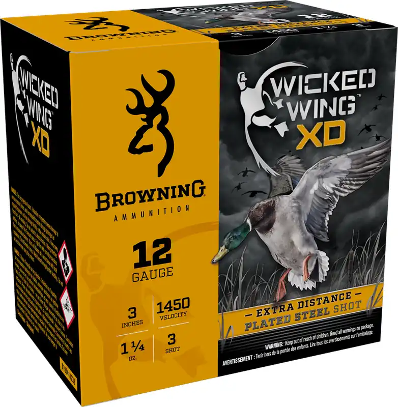 Browning Wicked Wing XD 1,450 fps 12 Gauge 3" 1-1/4 oz. 3 Steel Shot Shotgun Ammunition