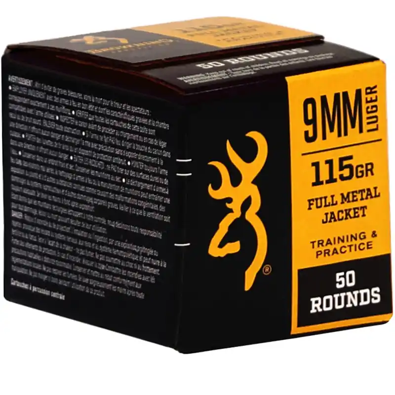 Browning Training and Practice 1,190 fps 9mm Luger 115 Grain Full Metal Jacket Handgun Ammunition