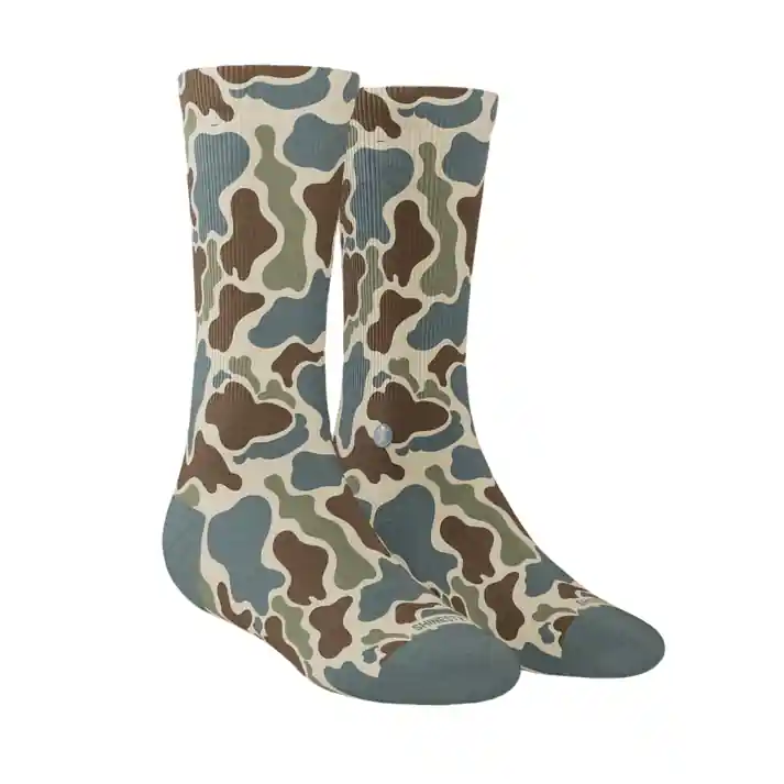 Men‘s The Blender Grey Duck Camo Heel Hammock Crew Socks by Shinesty