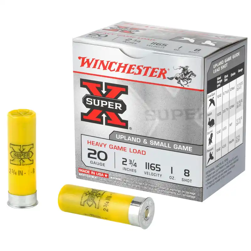 Winchester Super X Heavy Game Load 1165fps 20 Gauge 2-3/4" 1oz 8 Shot Shotgun Ammunition
