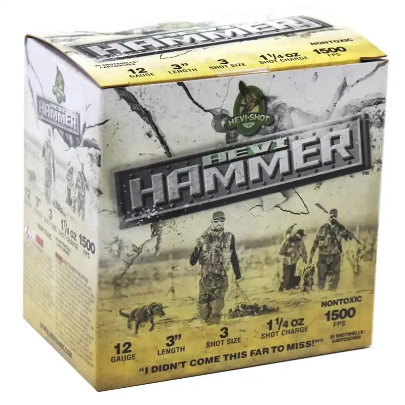 Hevi Hammer 1,500 fps 12 Gauge 3" 1-1/4 oz 3 Bismuth and Steel Shot Shotgun Ammunition