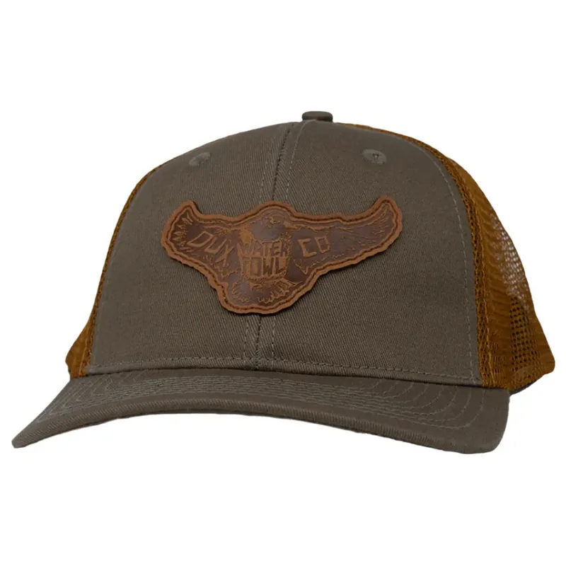 Script Logo Leather Mallard Patch Flat Bill Hat by Dux