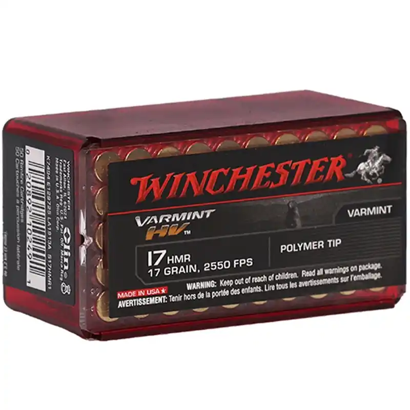 Winchester Varmint HV 2,550 fps 17 Hornady Magnum Rimfire 17 Grain V Max Rimfire Ammunition