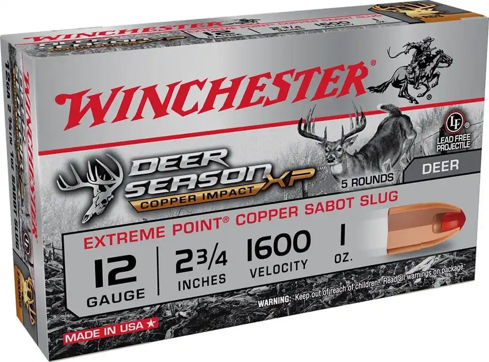 Winchester Deer Season Copper Impact XP 1,600 fps 12 Gauge 2-3/4" 1 oz Sabot Slug Deer Shotgun Ammunition