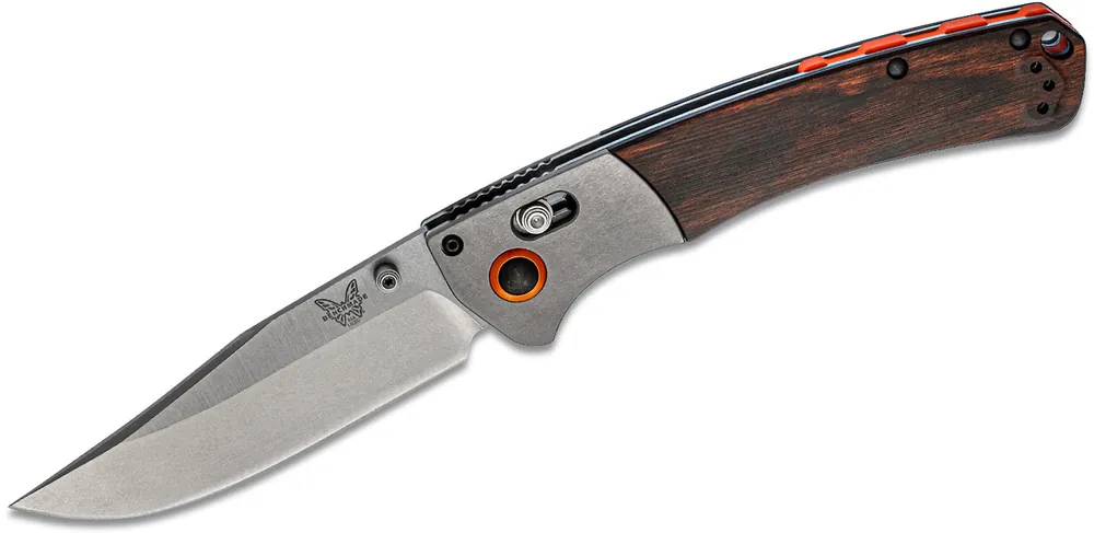 Crooked River Gray Aluminum and Wood Clip Point 4" Blade Folding Knife by Benchmade