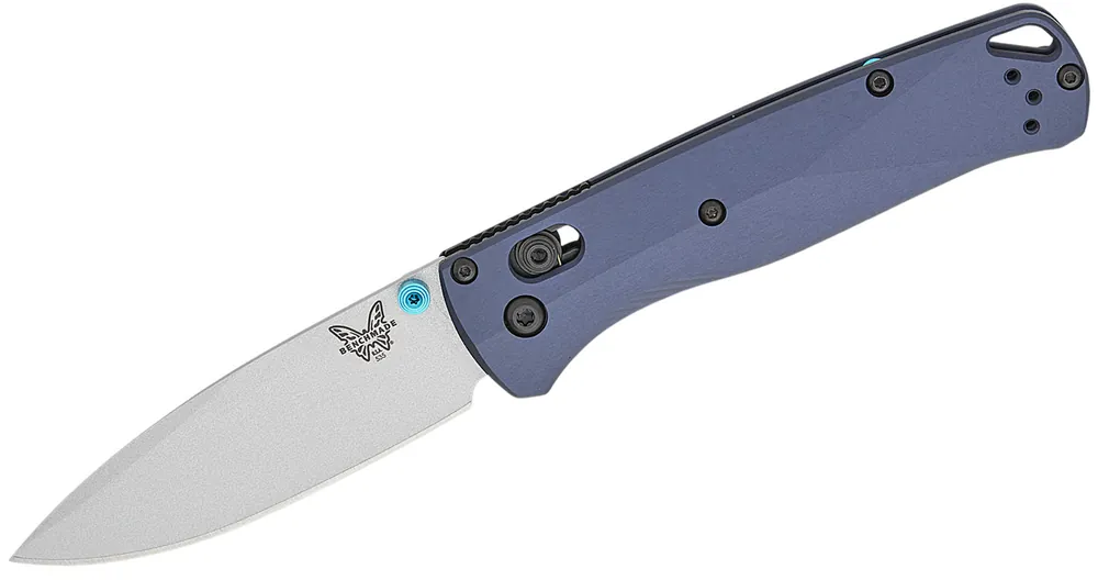 Bugout Axis Blue Aluminum Drop Point Blade Folding Knife by Benchmade