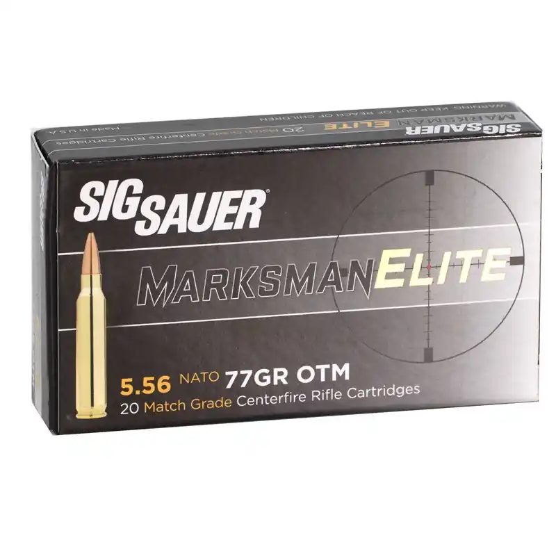 Sig Sauer Elite Match 2,750 fps 5.56x45mm NATO 77 Grain Open Tip Match Rifle Ammunition