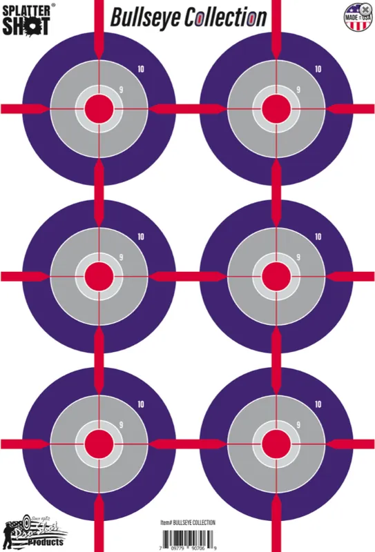 Splatter Shot 12" x 18" Multi Bullseye Heavy Tag Paper Target 8 Pack by Pro-Shot