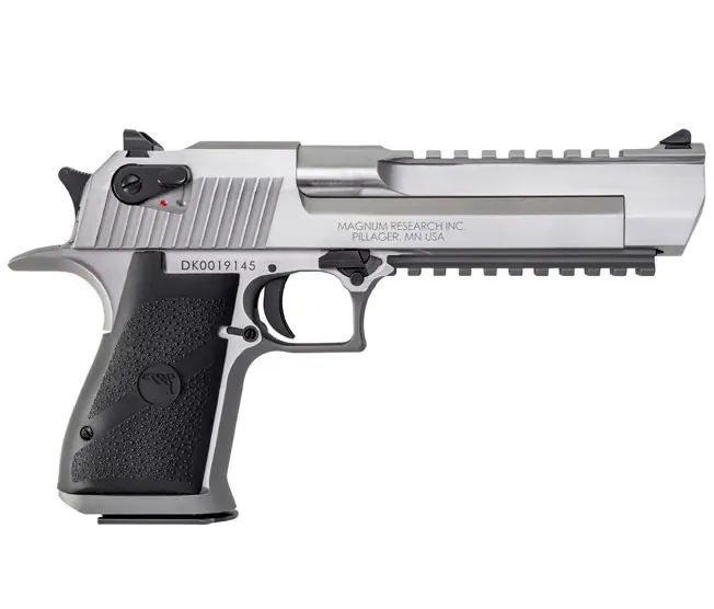 Magnum Research Desert Eagle .50 American Express Caliber 6" Barrel Semi Auto Stainless Steel Finish Handgun with Bottom & Top Rail Mounts