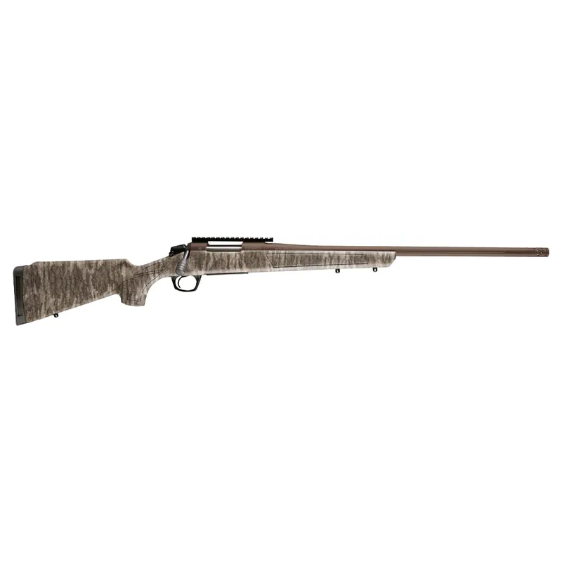 Cascade XT 7mm PRC Bolt Action Rifle with 22 Inch Bronze Cerakote Fluted Threaded Barrel and Brake in Mossy Oak New Bottomland Camo Stock by CVA
