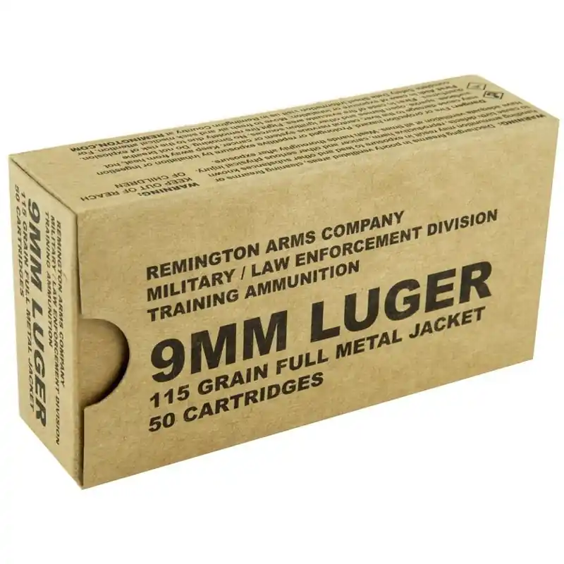 Remington Military 1,145 fps 9mm Luger 115 Grain Full Metal Jacket Handgun Ammunition