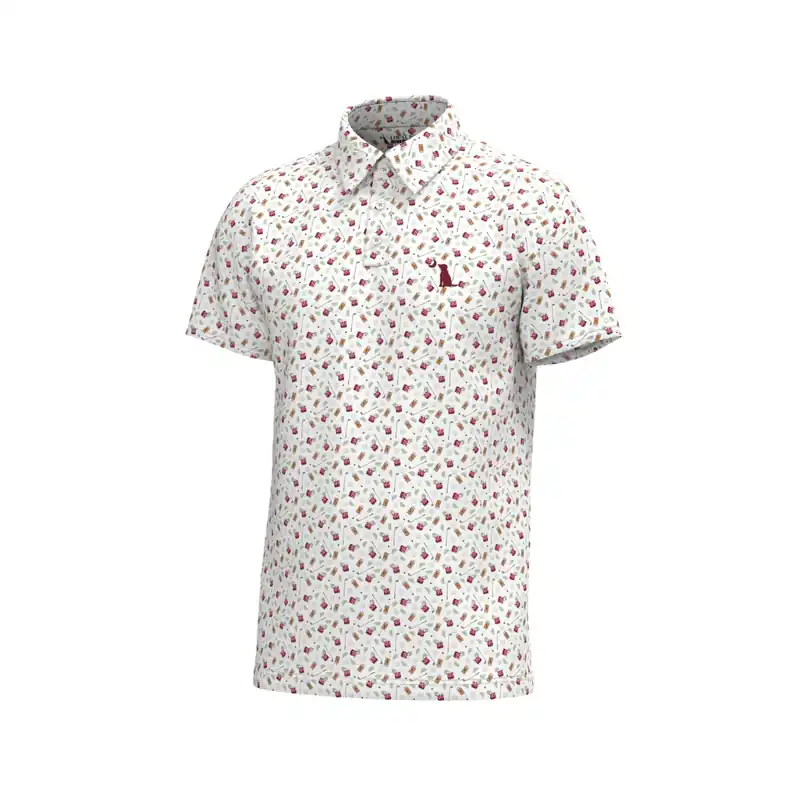 Men‘s Transfusion Pattern Dirty Myrtle Polo Tee Shirt by Local Boy Outfitters