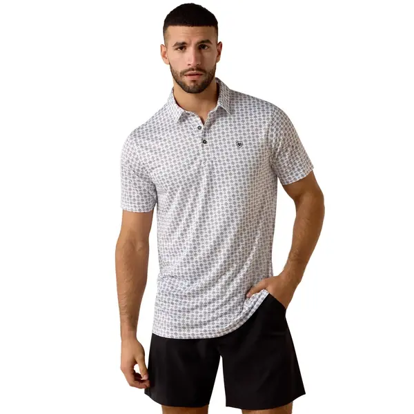 Men‘s All Over Print Fitted Southwest Triangle Short Sleeve Polo Shirt by Ariat