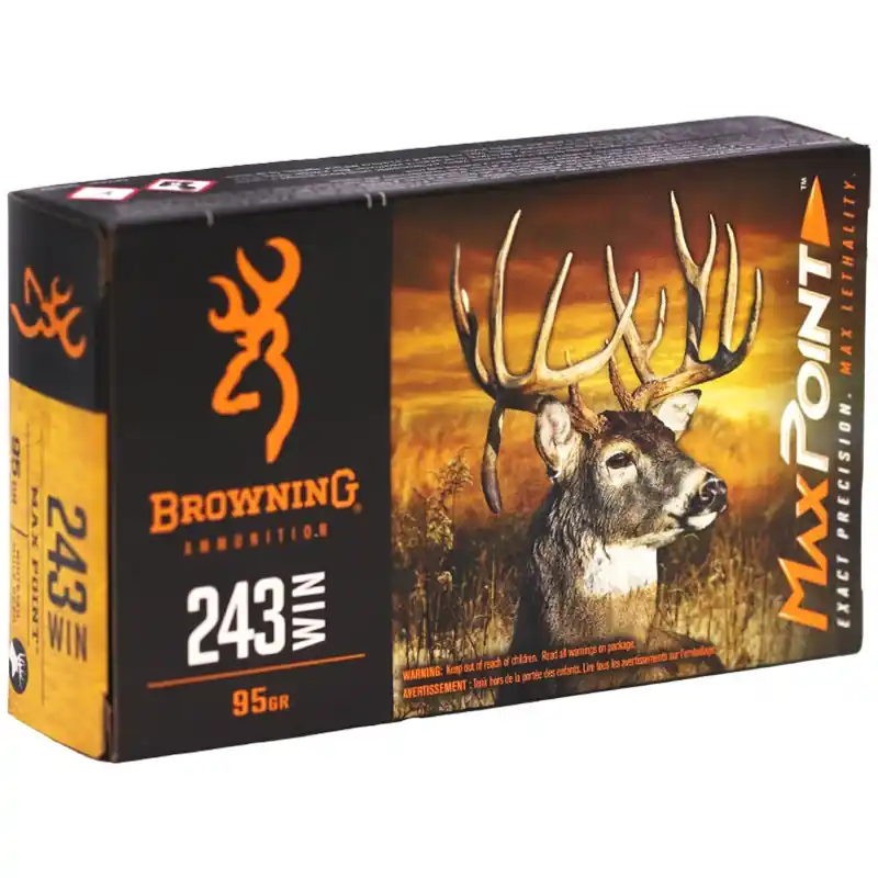 Browning Max Point 3,100 fps 243 Winchester 95 Grain Polymer Tip Rifle Ammunition