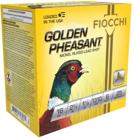Fiocchi Golden Pheasant 1,310 fps 16 Gauge 2-3/4" 1-1/8 oz 6 Lead Shot Shotgun Ammunition