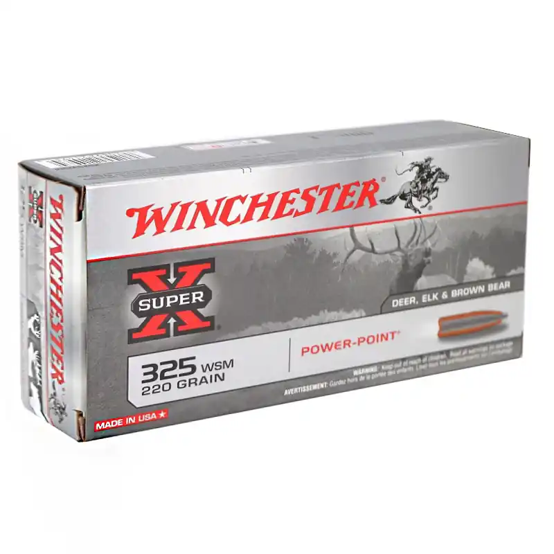 Winchester Super X 2,840 fps 325 Winchester Short Magnum 220 Grain Jacketed Soft Point Rifle Ammunition