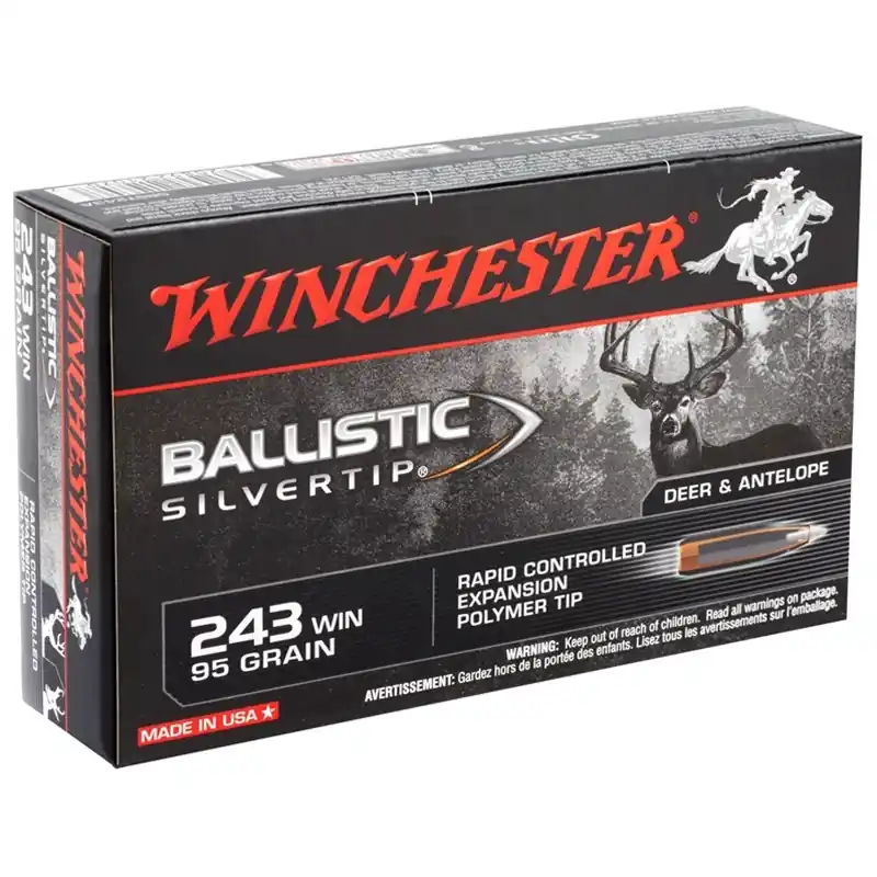 Winchester Ballistic Silvertip 3,100 fps 243 Winchester 95 Grain Rapid Controlled Expansion Rifle Ammunition
